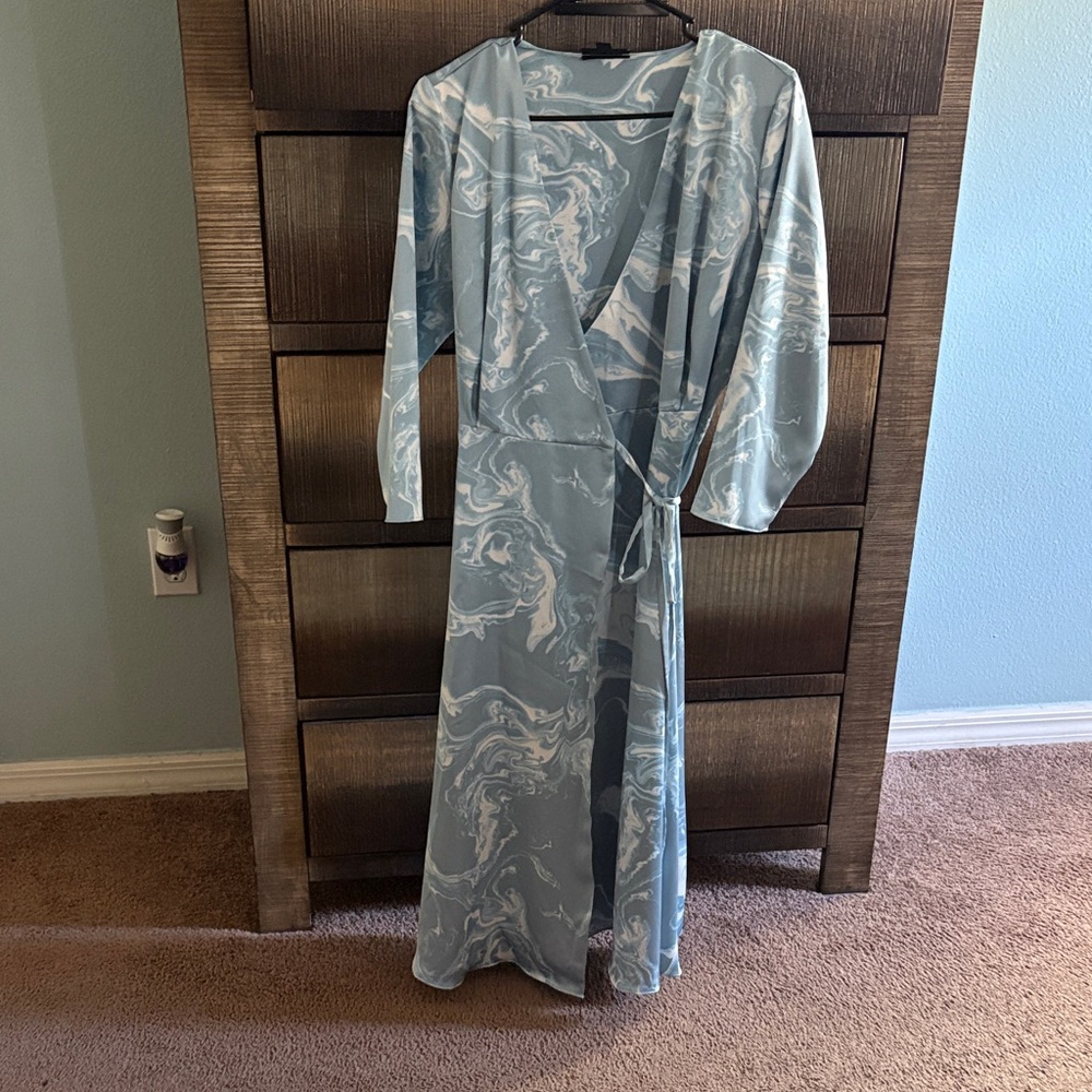 Blue Marble Wrap Dress